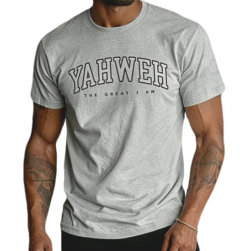 Christian Jesus T Shirts for Men Yahweh T-Shirt Casual Crew Neck Short Sleeve Tee Bible Verse God Faith Religious Graphic Tee