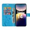 Coque pour Xiaomi Redmi Note 14 Pro 5G (pas pour 4G) Protection Antichoc Anti-Rayures Cuir PU Bleu Motif Relief Floral
