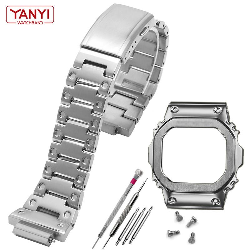 V4.0 Edelstahl-Armband für Casio G-Shock DW-5600 DW5600 GW-B5600 DW-5030 GB-5600 GWX-5600 Uhrenarmband Gehäuse Stahllünette