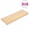 VidaXL Stair Carpet 10 Pieces 65 X 21 X 4 Cm Cream Rectangular Edge 149823