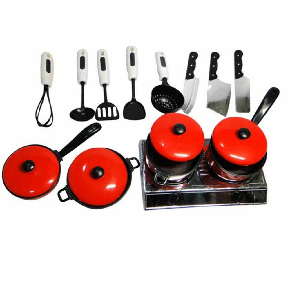 Delightful 13pcs Kid Play House Toy Kitchen Utensils Cooking Pots And Pans Set