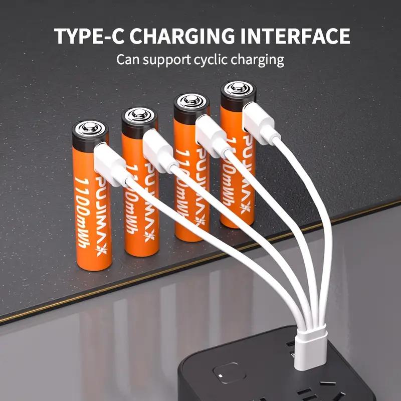 PUJIMAX AAA Rechargeable Battery 1.5V 1100mWh Li-ion Type-C Charging 2Pcs