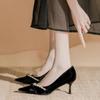 Women's Slip-on Slim Heel Single Shoes Autumn New Pointed Toe Shallow Mouth Beaded Non-Slip Wear-Resistant High Heels
