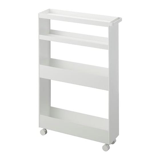 Yamazaki Jitsugyo [Completed product with casters only] Slim wagon with casters 4 tiers White W13 x D48 x H80.5cm (including casters) Tower slim rack