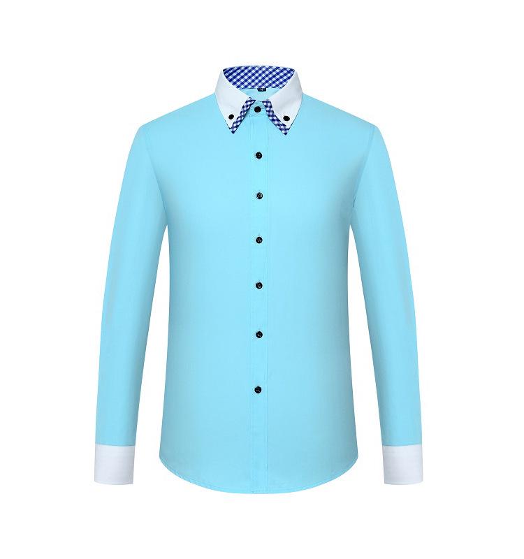Men's Iron-Free Wrinkle-Resistant Color Block Long Sleeve Business Casual Shirt