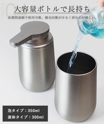 Automatic Soap Dispenser, Stainless Steel, Rechargeable, Rust-Resistant, Holds Hand Soap, Dish Soap, and Kitchen Detergent, Refillable Bottles, Stylis