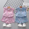 Girls Cute Full Print T-shirt And Shorts 2PC Set Casual Infant Baby Kids Clothing Outfit Summer Children's Suit