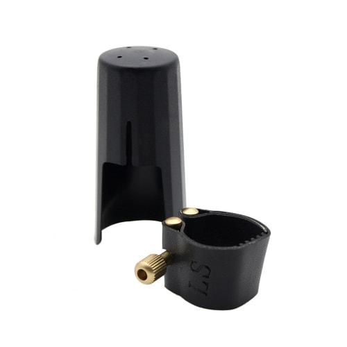 Andoer Ligature Compact Ligature with Zipper, Synthetic Leather Mouthpiece, Rubber, for Alto Saxophone