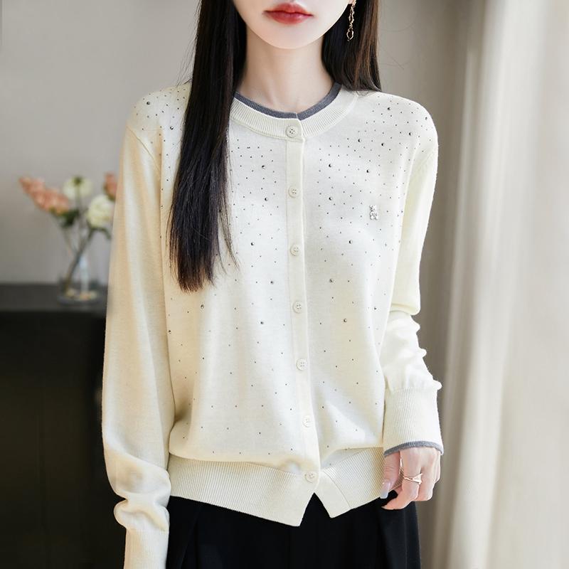 Women's Lightweight 50% Wool 50% Mulberry Silk Cardigan - 4-Season Versatile Knitwear for All-Year Comfort & Style