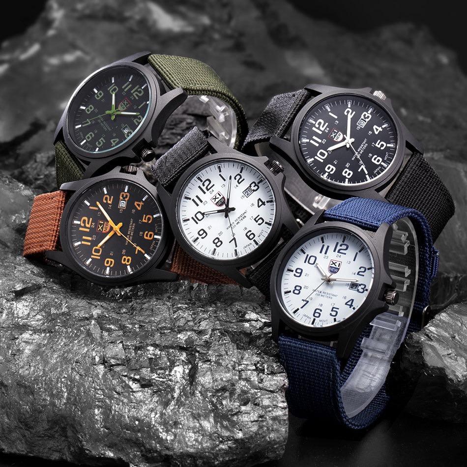 Men's Fashion Sport Watches Men Quartz Nylon Strap Watch Outdoor Watch army style watch Boys Watch