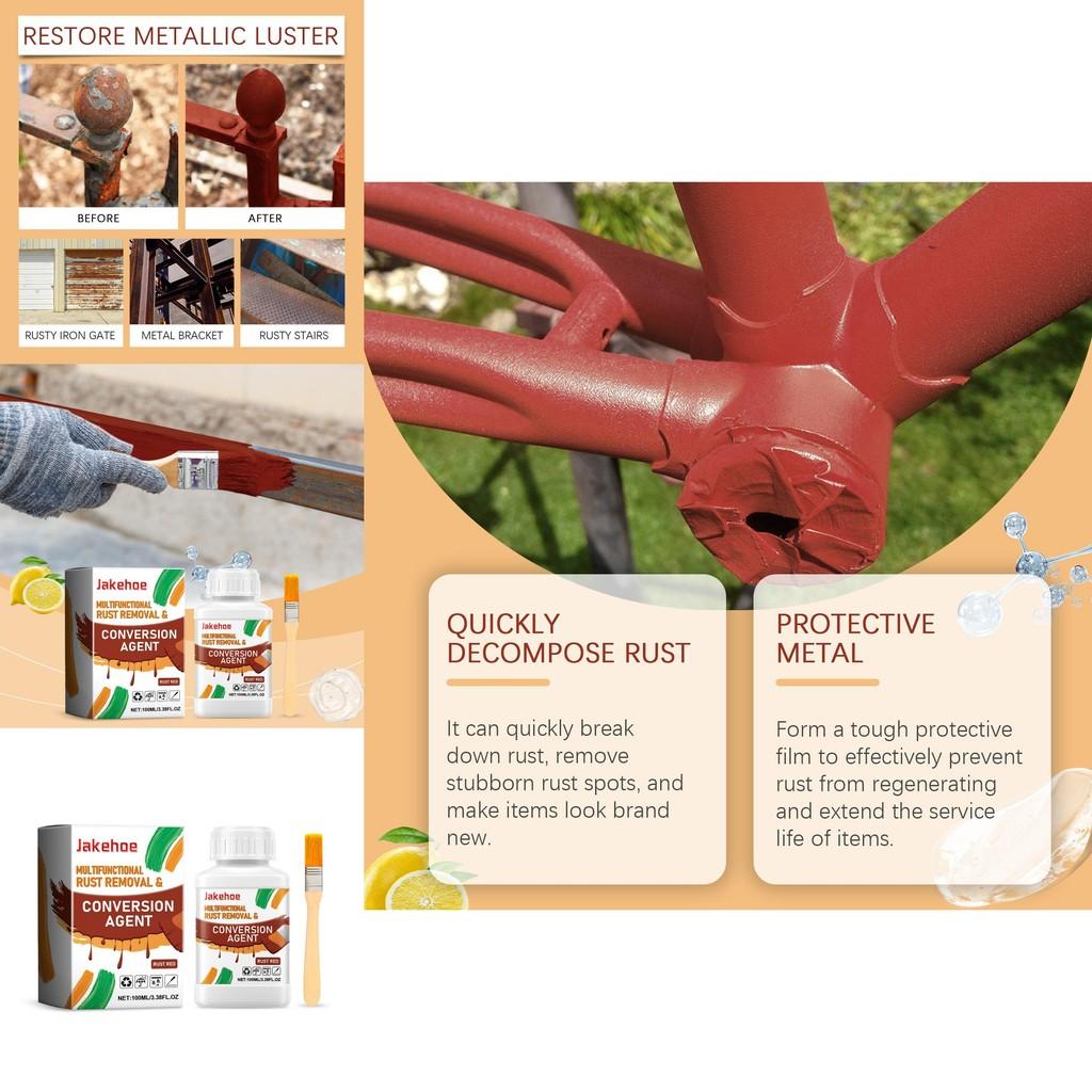 Jakehoe Multifunctional Rust Converter And Metal Polishing Cleaner With Brush 100ml For Effective Home Cleaning