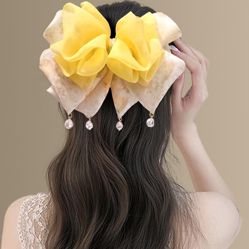 

Bow Shaped Hair Clip Fluffy Claw Clip Hair Accessories For The Back Of The Head one size жовтий