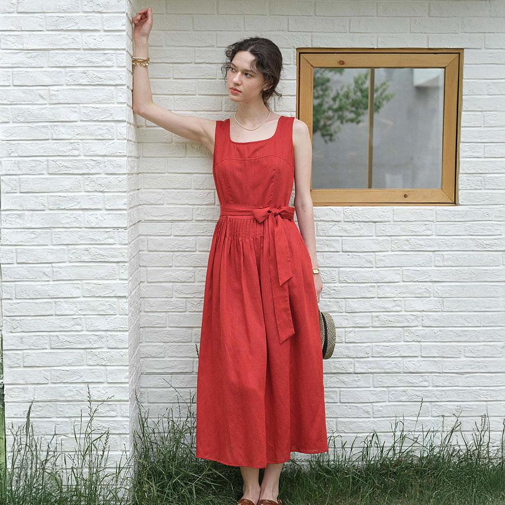 Simpeulleteulo Sr_Tie Red Camisole Dress