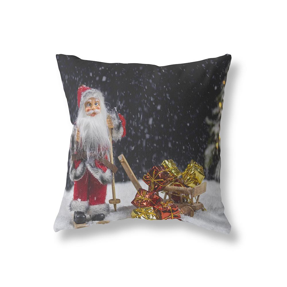 Merry Christmas Santa Claus Print Pattern Cushion Cover Home Living Room Sofa Decoration Square Pillow Pillow Cover