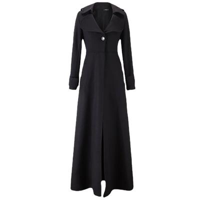 Autumn and Winter New One-button Women's Trench Coat Woolen Coat Extended Skirt Coat
