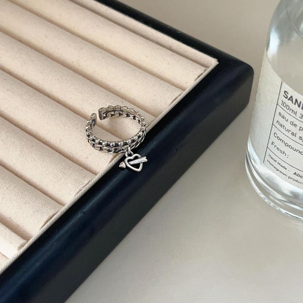 Korea S925 Sterling Silver Women's Vintage Open Band Ring - Simple, Light Luxury, Heavy Industry Design