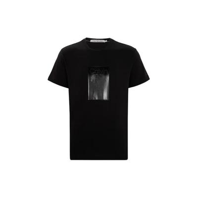 Cotton Casual Crew Neck T-Shirt With Square Print Men Tops Black J319955-BEH