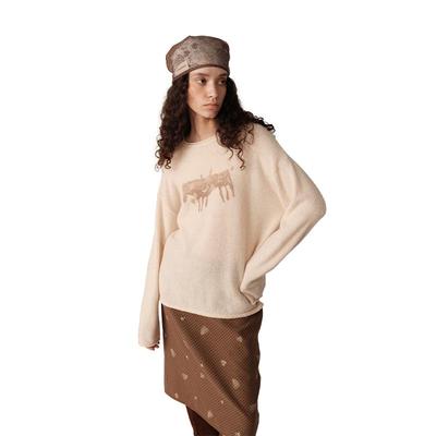 GREEN BELT Women's Wool Blend Horse Print Pullover Sweater
