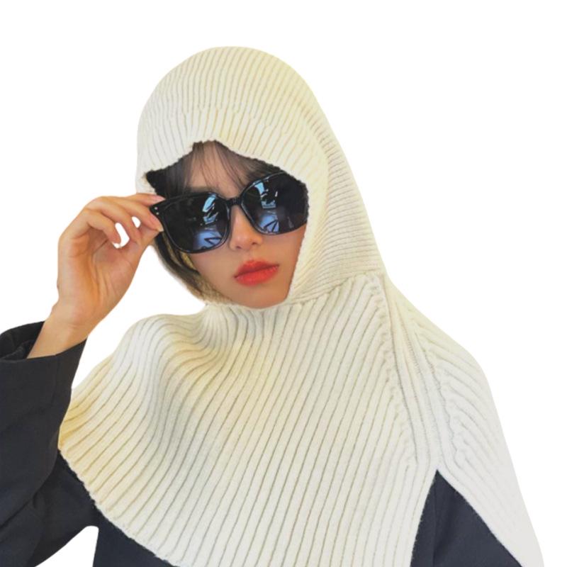 Warm Knit Hooded Shawl: Autumn/Winter Windproof Wool Pullover Hat