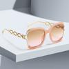 New Fashionable Sunglasses Women Gradient Lenses Golden Chain Decoration Unique Design Stylish Glasses for Women