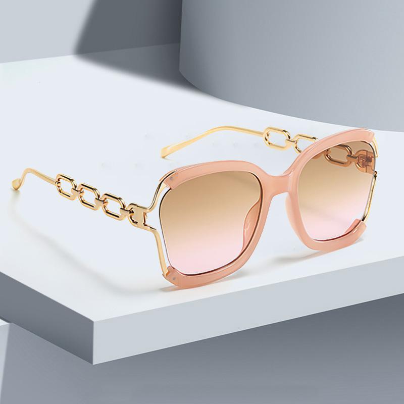 New Fashionable Sunglasses Women Gradient Lenses Golden Chain Decoration Unique Design Stylish Glasses for Women
