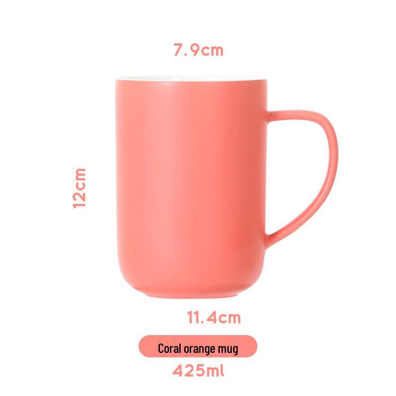 Large European-Style Matte Black Ceramic Mug with Spoon