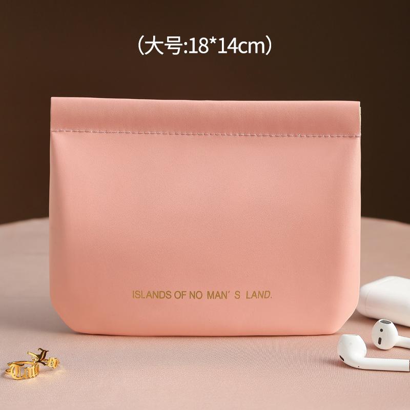 PU Fashion Portable Cosmetic Bag Cover Closure Handle for Travel Storage Protective Case for Sanitary Napkins Lipstick Sundries