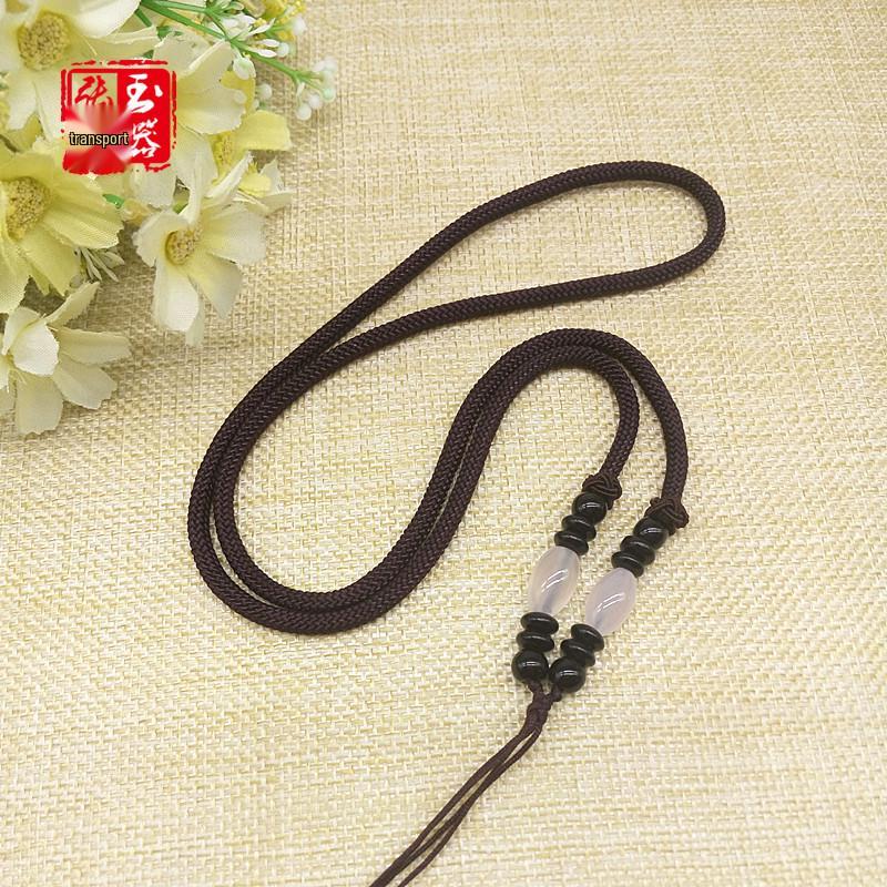 Unisex Agate Chalcedony Jade Necklace Pendant Sweater Chain