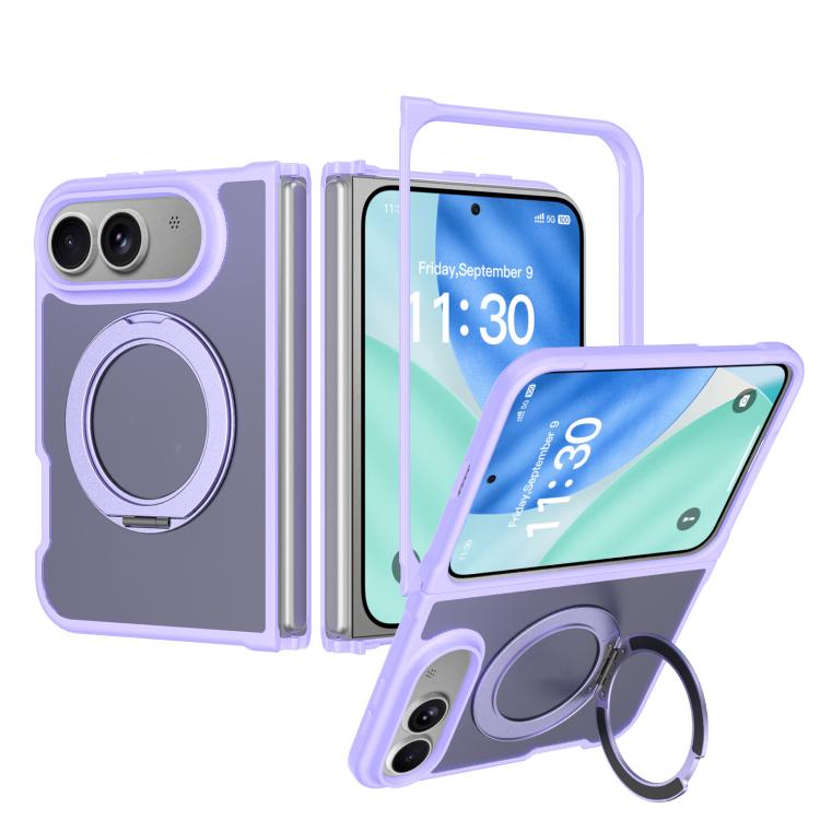 Skin Feel Rotating Holder Magnetic Phone Case For iPhone Fold, Matte PC+TPU 360° Stand Anti-Scratch Shockproof Protective Cover