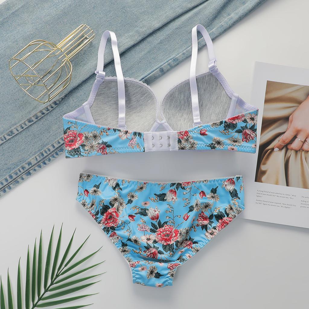 2-Pieces High Quality Women's Flower Printed Bra Underwear Set Women's Autumn/Winter New Underwear Underwear Underwear A2173