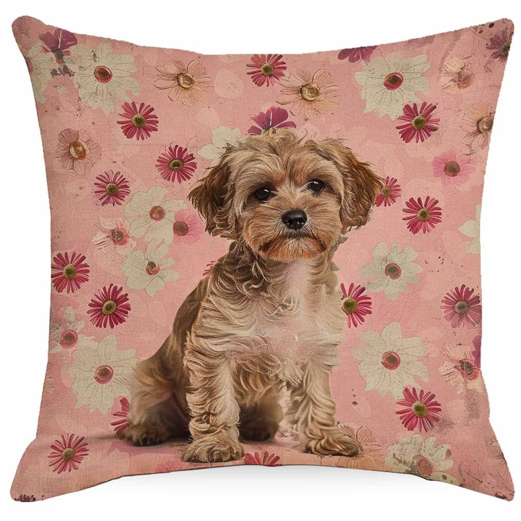 Flower Dog Pillow Case Home Sofa Cushion Pillow Case