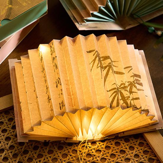 Book Shaped Lamp Foldable Chinese Calligraphy Decor Light DIY Book Lamp