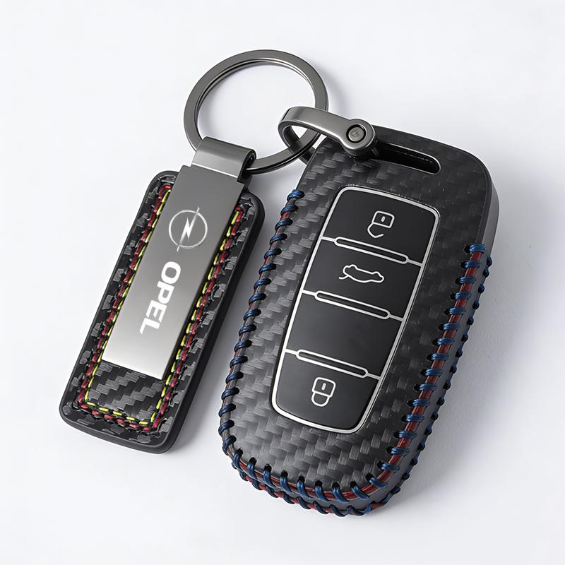 Nyckelringshänge i kolfiberläder, bilnyckelringshänge För Opel Astra j g Insignia Corsa d Vectra c Zafira a Bilprylar