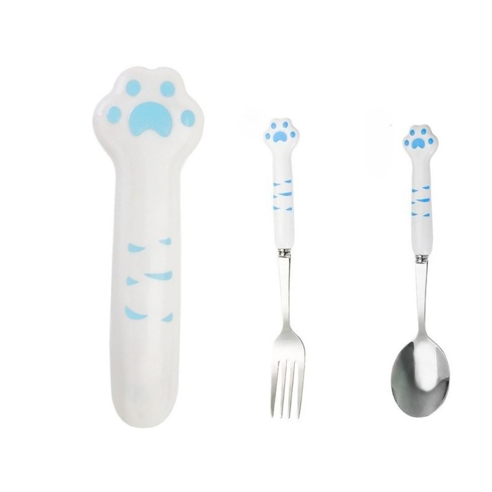 1Set Portable Stainless Steel Cutlery Set with Storage Case Travel Fork Spoon Reusable Utensils for Outdoor Camping Picnics