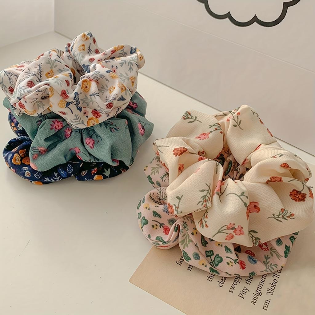 5Pcs Fragmented Large Intestine Hair Circle,French Fabric Hair Cord Small Fresh Headband Hair Accessory,Travel Accessories