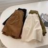 Short Autumn and Winter Casual Pants for Women High Waisted and Slim Hong Kong Style Corduroy Loose Wide Leg Shorts