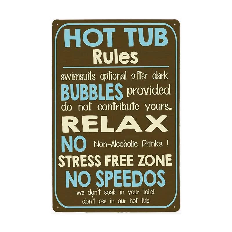 Funny Outdoor Hot Tub Metal Tin Sign Plates Vintage Poster Bathroom Plaques Wall Decorative Retro Home Decor 20*30cm