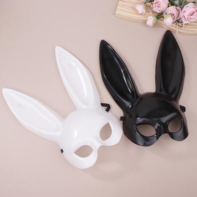 Half Face Rabbit Mask Black White Halloween Mask Christmas Bar Masquerade Party Rabbit Ears Masks Sexy Cosplay Props