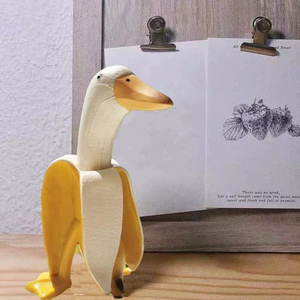 Resin Creative Patio Lawn Home Garden Porch Office Duck Statues Banana Duck Ornament Duck Sculpture