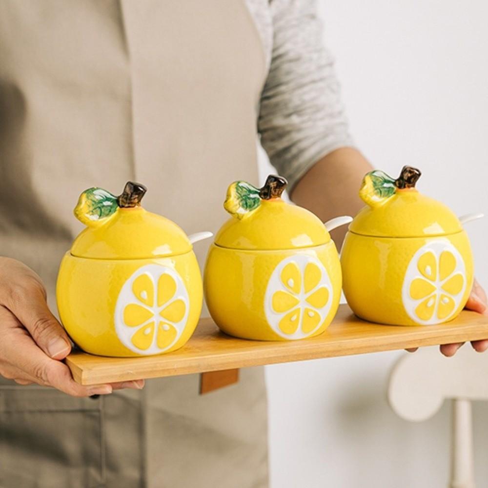 Japanese-style Salt Sugar Jar Fruit-shaped Spice Container Ceramic Spice Jar  Cooking Essentials