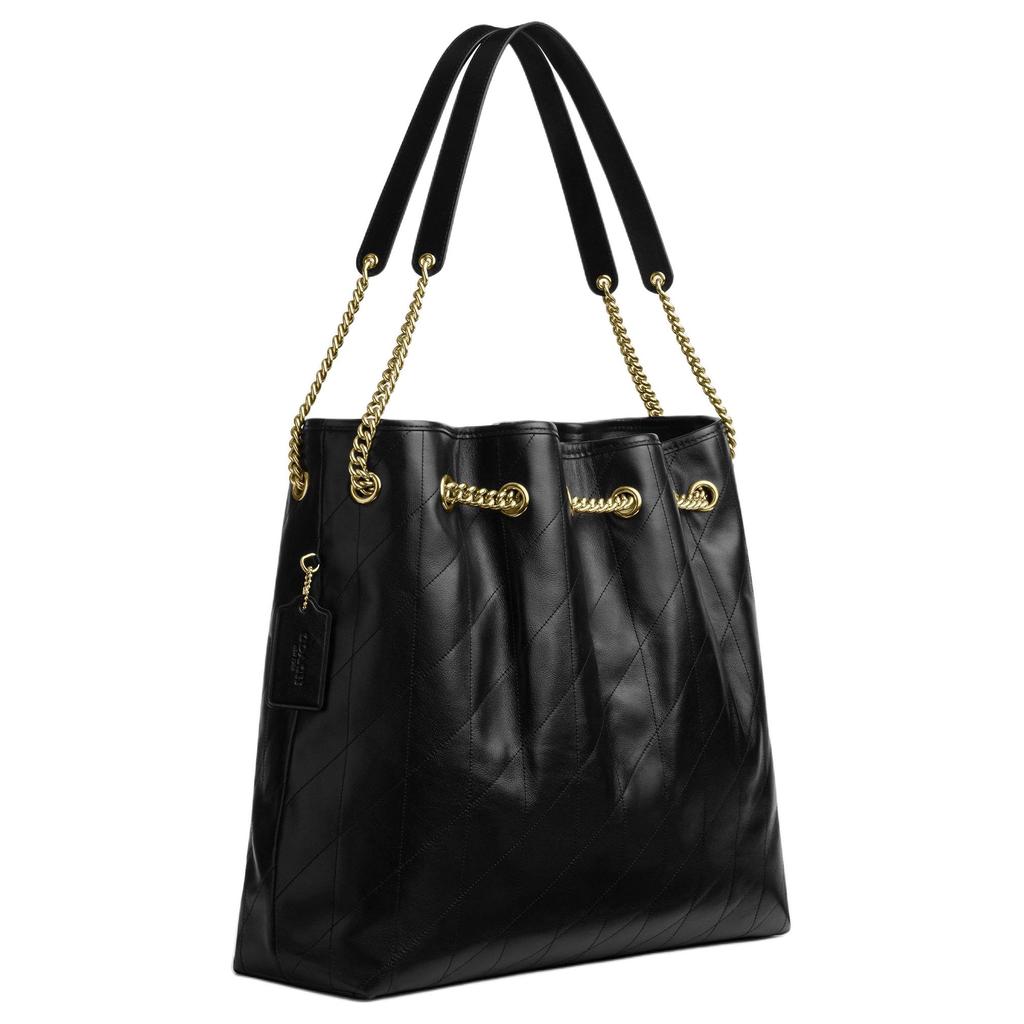 Coach Evelyn 36 Quilted Detail Leather Tote Bag Large Women bags Black CCZ81-IMBLK