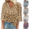 Camisa feminina blusa casual camisas soltas manga 3/4 estampa decote em v tops estampados camisetas camisetas
