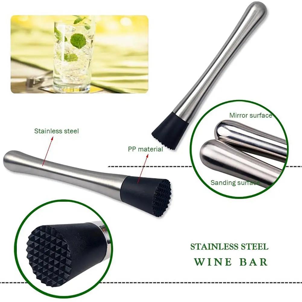 Metal Squeezer Stainless Steel Wine Mixing Stick Cocktail Shaker Ice Crusher Barware Tool Handle Press Multifunctional Bar Tool