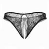 Lace Embroidery Low Waist Open Crotch Transparent Thong for Women - Sexy & Erotic T-Pants