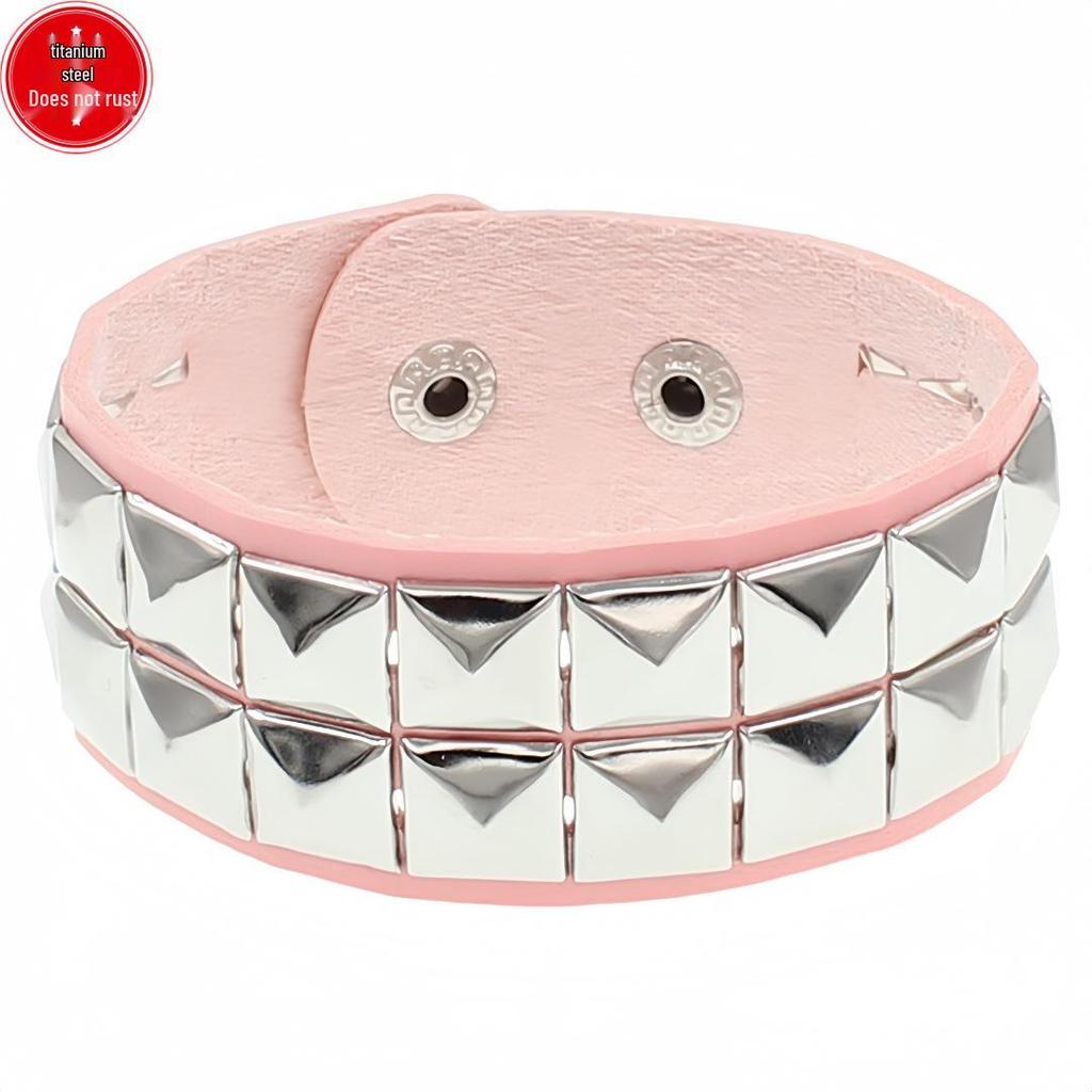 European & American Punk Street Style Rivet Leather Couple Bracelet for Nightclubs