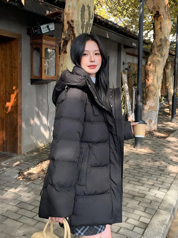 2024 winter new down jacket women's medium and long Korean version fashion waist slim and thin thickened white duck down jacket