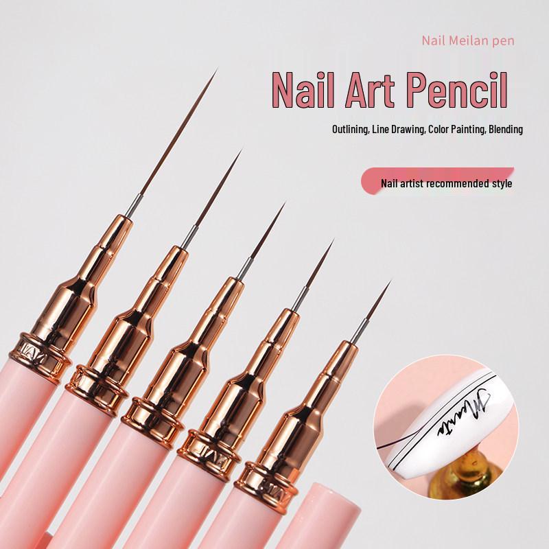 Nail Art Liner Pens - Ultra-fine Drawing Tool, 5-Piece French Brush Set with Needle Tip