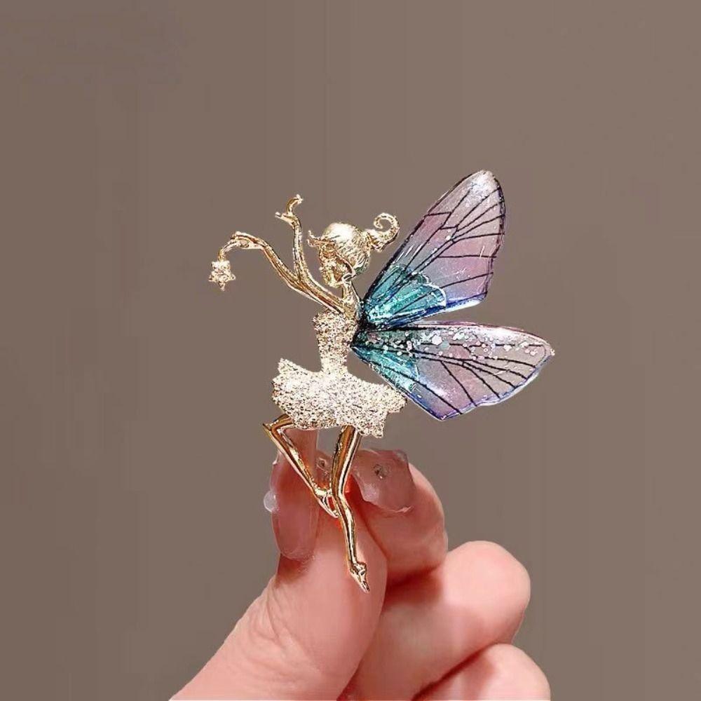 Clothes Accessories Dancing Girl Brooch Metal Women's Brooch Transparent Wings Brooch Party Favors