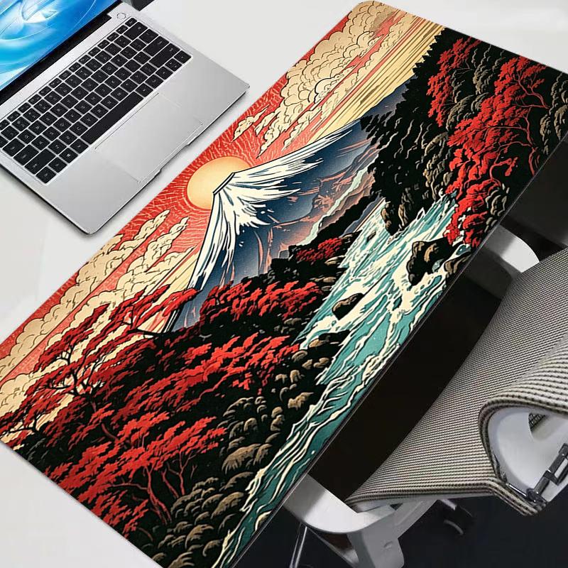 Large Mouse Pad Fuji Mountain Cherry Blossoms Notbook Desk Mat Rubber Gamer carpet Keyboard Rug Non-Slip Esports Gaming Mousepad