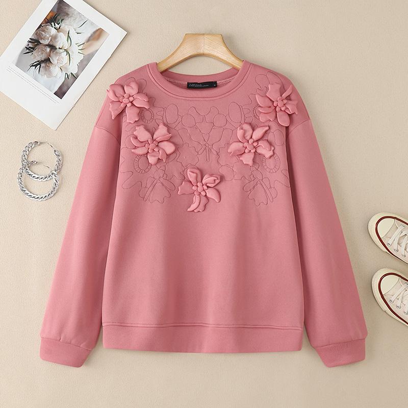 ZANZEA Women Casual Round Neck Loose Long Sleeve Sweatshirt